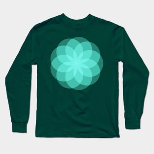 Geometric Flower of Circles (Teal) Long Sleeve T-Shirt